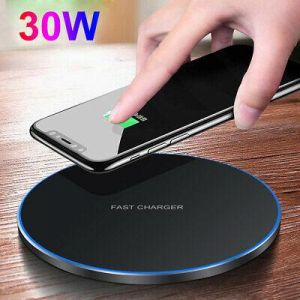 free  אלקטרוניקה 30W Qi Wireless Charger Fast Charging Pad Mat For iPhone 12 12Pro 11 11Pro XS 8